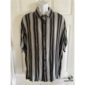 Axcess Casual Button Up Shirt Mens  XXL Black Gray Stripes Short Sleeve